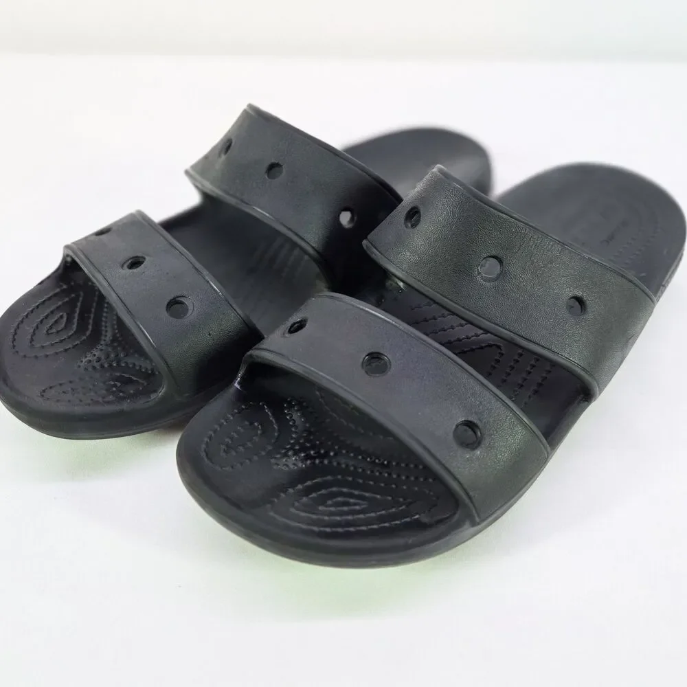 Crocs Classic Two-Strap Sandals Black Unisex M9/W11 Lightly Used